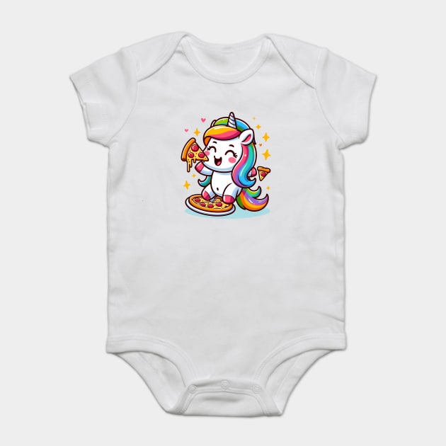 Pizza Unicorn Lover, Love Eating Pizza Baby Bodysuit by logiamerch